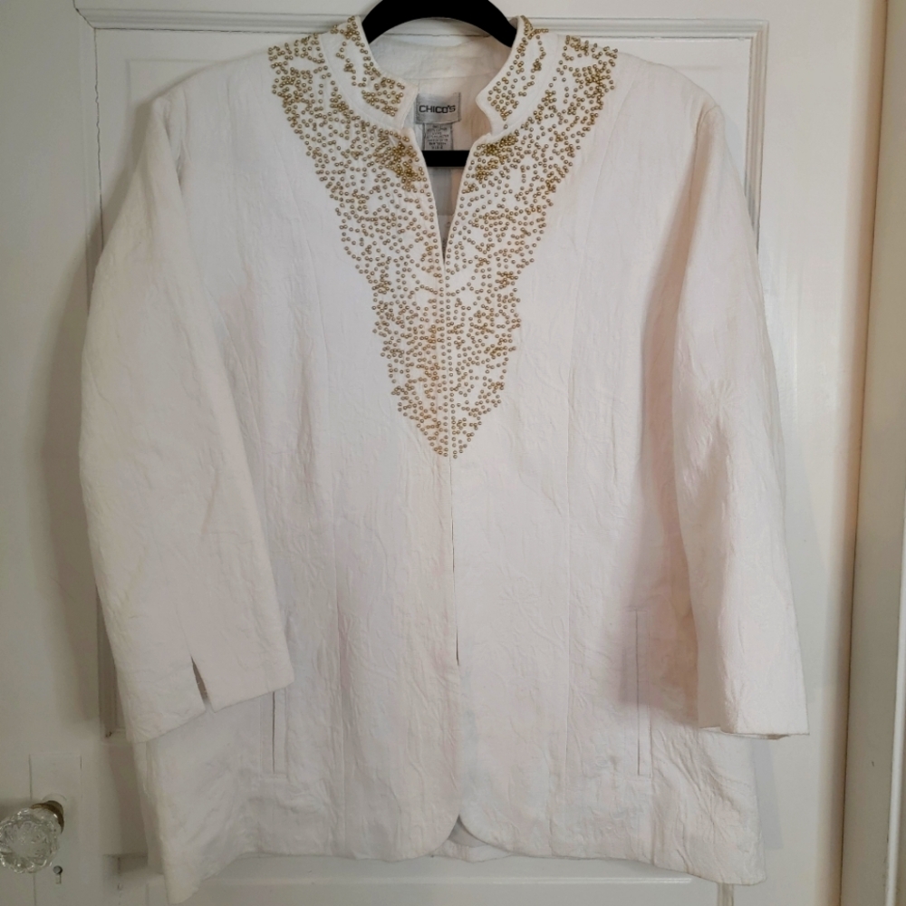 Chico's Regal Beads Goldy Jacket Size 2